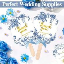 10/20 件婚礼派对礼物手扇，婚礼礼物，适合宾客，毕业典礼，庆祝装饰，感谢您与我们一起庆祝，折叠手持扇，复古波西米亚风新娘婚礼礼物，伴娘，舞蹈，优雅玫瑰花婚礼扇，木质手柄和丝带，供宾客使用，感谢装饰