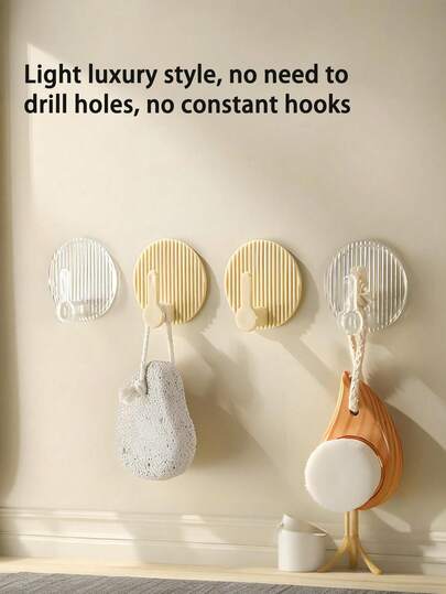 4pcs Minimalist Adhesive Hooks, No Drilling, Seamless Hanging Hooks For Bathroom, Kitchen, Dorm, Bedroom, Behind Door | Space-Saving, Damage-Installation, Strong Adhesive, Versatile Organizers, Tidy Living Space, Convenient Wall, Cabinet, Door Mounts, No Tools Needed, Reusable After Removal, Quick Grip, Clean Modern Finish