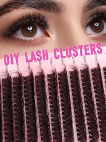DAIFIYAN Brown 14Rows D Curl 280Pcs/238Pcs/210Pcs/196Pcs/168Pcs Individual Lashes Fluffy Lash Clusters 60D/80D/100D/120D/140D/160D Individual Eyelash Thick Cluster Eyelash Extensions Lashes Clusters 8-16MM Wispy Cluster Lashes