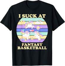 I Suck At Fantasy Basketball Funny Ff League Loser T-Shirt T-Shirt Gift For Dad Gift For Couple Graduation Gift For Daughter - Black - View 1