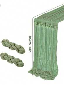 1/2/5pcs Polyester Light Green Pleated Design Table Runner,For Festive Birthday Party Decorations Wedding Accessories Holiday Home Party Room Table Decoration,Babyshower Bridal Shower Decor Table Cloth,Banquets Party Table Flag,Cheesecloth Table Runner,Wedding Decor ﻿