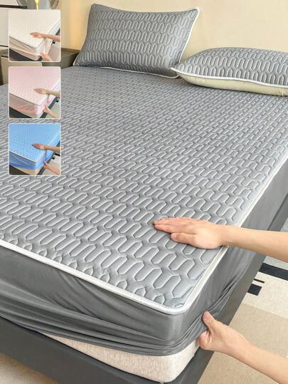 1 pièce Drap-housse en tissu élastique souple et antidérapant en latex sensible aux glaces, confortable, léger, respirant et absorbant la transpiration pour le lit, protège-matelas, couvre-lit pour la chambre, housse de matelas pour un sommeil confortable