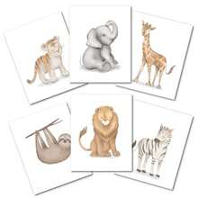Watercolor  Jungle Animals Unframed Nursery/Child Wall Art - White - View 4