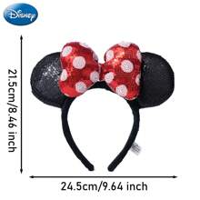 Disney 1PC Officially Licensed Minnie Hair Band Sequin Mouse Ears Cartoon Cute Style Headdress Land Photo Props Decorations Hair Accessories Princess Party Birthday Party Gifts Christmas Present, Hair Hoop, Headbands