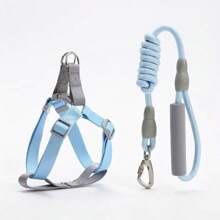 2pcs/Set Solid Color Macaron Rope Leash And Chest Harness For Small To Medium Dogs