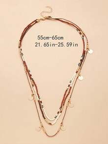 1 件波西米亚米珠项链三层手工编织链，适合送给朋友和家人的节日派对礼物