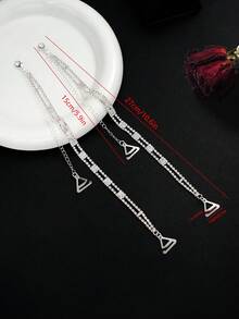 1 Pair Women Rhinestone Shoulder Chain Straps, Elegant Metal Body Chain Sexy Invisible Bra Straps - Silver - View 7