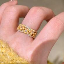 18K Gold Plated Elegant Lady's Adjustable Zirconia Flower Ring