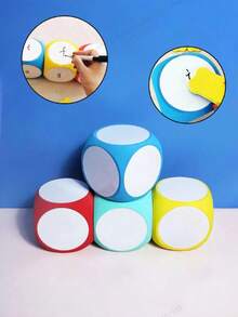 1 Eva Erasable Dice, Reusable, Solid Six Sided Puzzle Dice With Handwritten Message Board For Fun Teaching Aids, Including Eraser And Marker Pen, Perfect For Daily School Office Use - Check Size Before Purchase (Erasable Marker Pen Provided), Develop Math And English Skills, Halloween, Christmas, New Year Gifts, Family Games - Multicolor - View 9