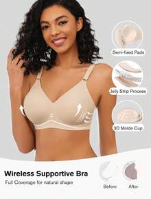 Wireless Bras For Women Comfy Seamless Bra No Underwire Bras Full Coverage Bralettes Soft Comfortable Everyday Bra - Black - View 8