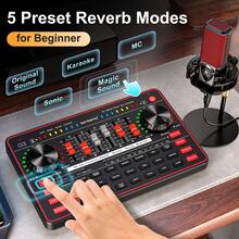 tenlamp High-End Professional Podcasting Equipment Package With G3 Audio Interface, Integrated Real-Time Sound Card And Wired Condenser Microphone, Studio-Integrated Audio Interface, Perfect For Podcasting, Recording, Singing, Streaming And Gaming, PCs, Smartphones, Broadcasting, And Live Broadcasts - Đen và đỏ - Xem 1