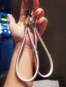 1 件奢华水钻手链式手机挂绳，女士时尚短款手持手机挂饰，通用手机、耳机、钥匙防丢防掉链 - 彩色 - 查看 4