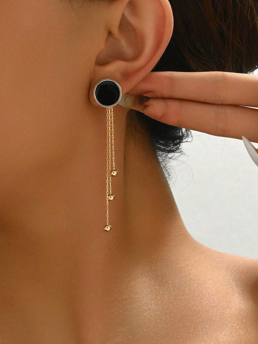 1 Pair Of New Geometric Drop Tassel Minimalist Creative Earrings