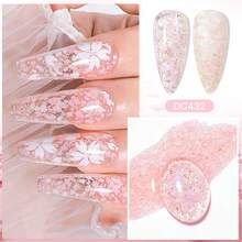 Mtssii 1 件 7ml 樱花闪光凝胶指甲油，裸粉色闪光花朵亮片凝胶指甲油，适合夏季指甲，半永久性可浸泡指甲艺术 UV 凝胶清漆美甲美甲 DIY 适用于家庭和沙龙美甲用品 - 彩色 - 查看 5