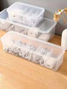 1PC Transparent Storage Box, Simple Storage Bag, Long Strip Organizer Case For Digital U Disk, Charger, Earphone, Mobile Phone Accessories, Data Cable, Charger, Desktop Storage & Organizer Box For Home, Office. School Supplies,Back To School