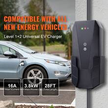 Level 1+2 Portable EV Charger, 16 Amp 120V Or 240V, Electric Vehicle Charger With 28-Foot Charging Cable NEMA 6-20P Plug NEMA 5-15 Adapter, Plug-In Home EV Charging Station For SAE J1772 EVs - US A Type Plug(110-127V) - View 2