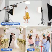 1Set Photo Studio Backdrop Support Kit Includes 2Pcs Background Brackets,Splicing Crossbars,Portable Bag For Carrying Hands,2X2M/2X3M/2.6X2M/2.6X3M/2.8X3M/3X3M High Adjustable Background Stand For Parties, Photoshoot, Photography, Projector Screen, Movie Screen, Wedding, Events Decoration, Balloon ﻿