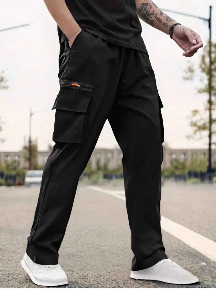 男士百搭休闲工装裤，多口袋，直筒剪裁，四季舒适，时尚多用途，适合户外活动和休闲