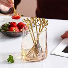 12/6/3/1pcs Stainless Steel Dessert Forks, 4.72inch Fruit Forks With Leaf Shaped Handles, Suitable For Home Afternoon Tea, Cafe, Fruit, Cake, Dessert, Minimalist And Elegant Stainless Steel Forks, Kitchen Essential, Tableware, Salad, Vegetable,School Supplies