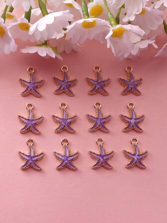 20 件简约韩式锌合金釉面海星 DIY 珠宝配件、钥匙扣、手链、耳环、吊坠