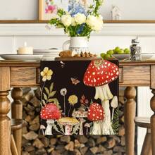 Caminho de mesa de outono com flores silvestres em preto/branco, decoração sazonal de mesa de jantar para cozinha, primavera e verão, para decoração de festas em casa - Multicolorido - Ver 9