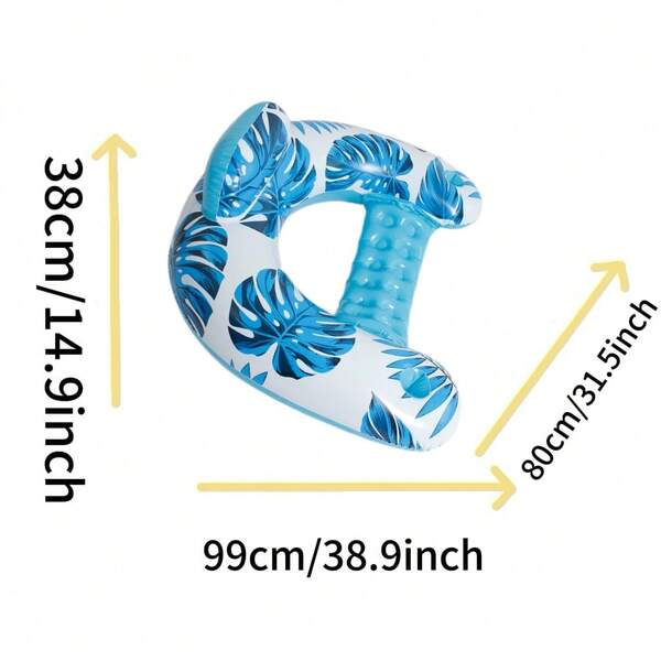 Flotador inflable en forma de U con patrón de árbol de coco azul para piscina, suministros para parque acuático