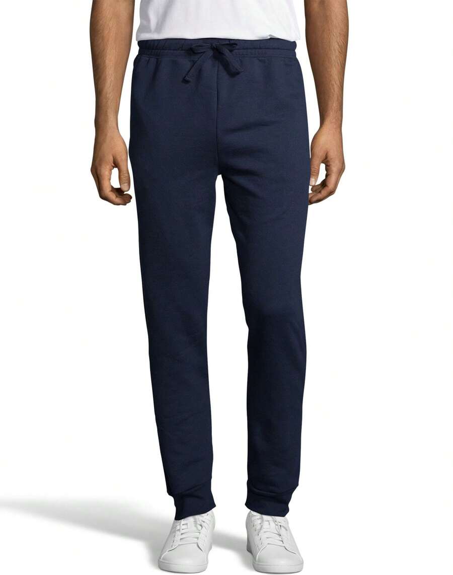 Hanes Mens EcoSmart Fleece Jogger Sweatpant With Pockets, M, Navy - Navy Blue - View 1