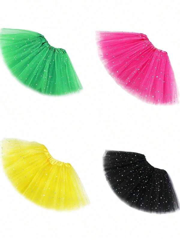 1pc Solid Color Ballet Tutu Skirt For Teenage Girls And Women, Thin Chiffon Puff Skirt, Ballet Dance Dress