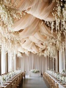 1pc Elegant Wedding Arch Curtain, 118in/236in/315in Sheer Chiffon Fabric - Ideal For Romantic Ceremony, Engagement, And Special Occasions, Polyester, No Power Needed, Wedding Decor Background Summer Birthday Gifts Beach Back To School School Supplies Room Decor - Multicolor - View 5