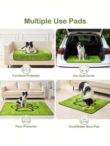 可清洗和可重复使用的宠物尿垫，防漏底部，草状设计，绿色爪印，适用于猫/狗如厕训练、失禁、室内宠物，宠物训练必备品，外观吸引人，家用宠物尿垫 - 綠色 - 查看 2