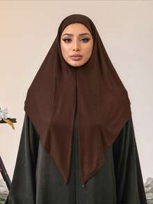 1 件/2 件女士纯色穆斯林便捷头巾，宽松缝纫风格三角围巾，透气防晒经典头巾，适合日常佩戴，优雅时尚的穆斯林头巾 - 彩色 - 查看 22