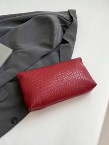 1 chiếc túi xách thời trang màu trơn, chất liệu PU, dung tích lớn, nắp gập có khóa nam châm, hình vuông, họa tiết da cá sấu, túi xách nữ đa năng dùng cho tiệc tùng, buổi tối, phù hợp cho phụ nữ đi du lịch và mua sắm. - Đỏ - Xem 5