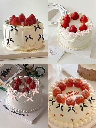 20/12/10 件红色/黑色/粉色优雅蝴蝶结蛋糕装饰，母亲节和情人节蛋糕装饰，丝带蛋糕装饰，周年纪念蛋糕装饰，适用于婚礼、派对、情人节、母亲节、周年纪念、生日蛋糕