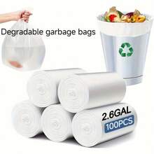 100pcs Trash Bags, Starch-Based, 2.6 Gallon (9.99L) (17.7" X 19.7") - Leak-Proof, High Quality Disposable Waste Bags, Suitable For Household