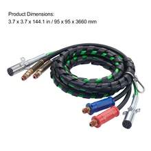 12FT Semi Truck Air Lines Kit, 3-In-1 Air Hoses & ABS Power Line For Semi Truck Trailer Tractor, 7-Way Plug Electrical Cord Cable And Rubber Air Lines Hose Assembly Kit With Hook &  Tape - Black - View 10