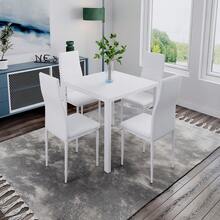 Jooli H 75x75cm Dining Table, White Kitchen Table With Tempered Glass Top And Metal Frame For Dining Room, Kitchen, Home Office - White 75cm - View 6