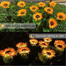 2x Solar Flower Stake Lights Outdoor Garden Path Party LED Lamps Sunflower Decor