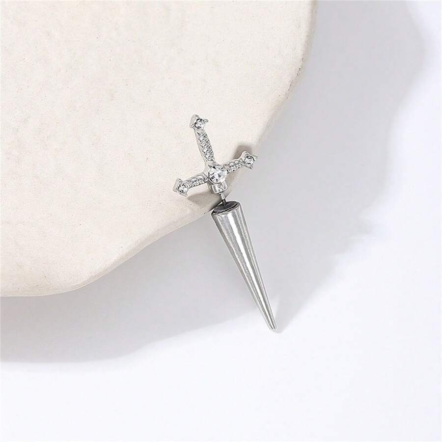 1 pereche de cercei cu șurub în formă de sabie și cruce încrucișate în stil gotic, la modă și unici