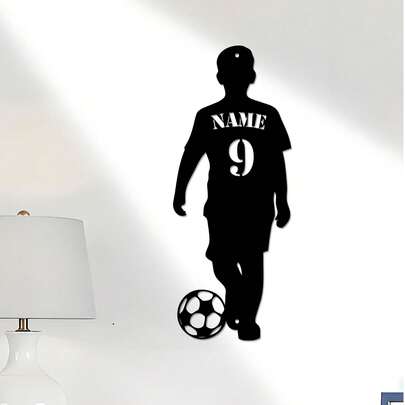 1 pieza Adhesivo de pared personalizado con nombre de jugador de fútbol, nombre de niño personalizado, pegatinas de pared de fútbol, nombre de niño personalizado jugador de fútbol, calcomanía de fútbol personalizada - Adornos, decoración del hogar, decoración de pared, decoración de habitación, decoración de sala de estar, decoración de dormitorio, decoración de baño, decoración de cocina, decoración de la casa, regalos personalizados, impresión gráfica, organizador de viaje