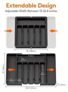 Bandeja para cubiertos expandible de 6-8 compartimentos para cajones, organizador de cubiertos de cocina con divisores ajustables, caja de almacenamiento de utensilios para cucharas, tenedores, cuchillos, apta para cocina, dormitorio, oficina