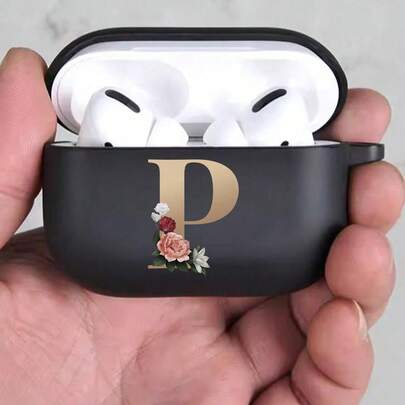 字母耳机盒 兼容 (第 1 / 2 / 3/4 代) / Pro /Pro 2 印花金色字母软硅胶无线蓝牙耳机充电盒保护套