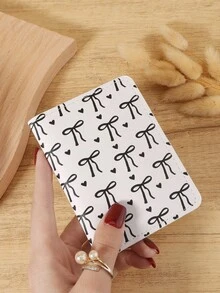 粉色蝴蝶结爱心图案迷你钱包，时尚简约卡包，纤薄轻巧便携，可装现金、身份证、信用卡、硬币，适合作为生日、周年纪念礼物送给爱人、女性、女孩、青少年、大学生、男士 - 黑色 - 查看 7