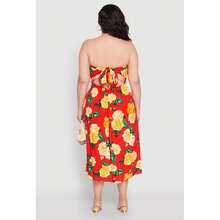 Plus Size Almost Famous Floral Print Smocked Midi Dress - Multicolor - View 5
