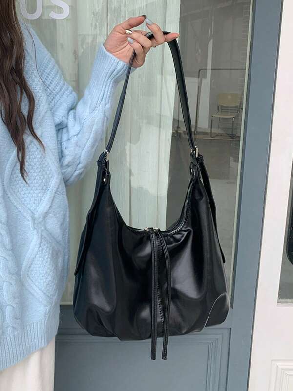 2025 Korean Style Fashionable & Versatile Distressed Vintage Underarm Bag For Women, Big Capacity Tote Bag, Suitable For Shopping, Parties, Gatherings, Traveling, Gift