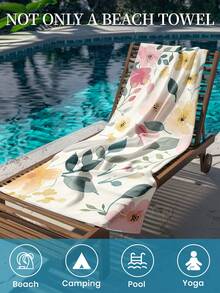 1 件印花沙滩巾、花卉图案游泳巾、浴巾、时尚风格沙滩巾、超强吸水浴巾，适用于浴室、游泳、健身、瑜伽、柔软舒适的超细纤维毛巾、轻便便携、防风防晒、防沙，适合夏季旅行、度假浴室装饰、建议常规尺寸和更大尺寸，（35 * 75 厘米小尺寸毛巾，建议 150 厘米或以上）