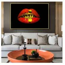 1pc Frameless Abstract Fashion Sexy Red Lip Art Canvas Posters Vintage Painting Wall Arts Modern Minimalist Living Room Bedroom Dormitory Study Bar Coffee Shop Office Wall Decoration Home Decoration