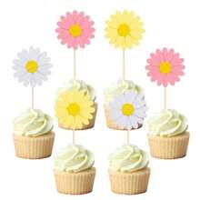 10Pcs/5pcs Daisy Cupcake Toppers, Pink Flower Cake Topper, Daisy Cake Decorations Toothpicks Chrysanthemum Cupcake Toppers, Spring Daisy Flower - Multicolor - View 2