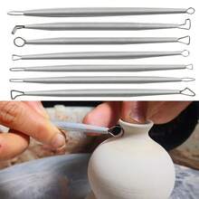 Clay Sculpting Tool Ceramic Pottery Texture Carving Stainless Steel Wire End Loop Ribbon Trimming Modeling Clay Sculpture Tool - Silver - View 2