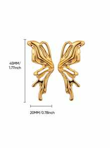 1 Pair Gold Color Butterfly Wings Stud Earrings For Women Stainless Steel Aesthetic Ear 2025 New Fashion Jewelry Gift