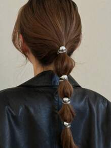 5pcs/Set Golden And Silver Spherical Hair Ties, New High-End, Simple, Sweet And Cool Hair Ties, Hair Ties That Won't Damage Hair, Braided Hair, Suitable For All Kinds Of Hairstyles, Can Be Used All Year Round, Valentine's Day And Halloween Decorative Hair Accessories, Beach And Beach Photography, Festival Accessories, Home Beauty Women Accessory Gifts ,Head Piece